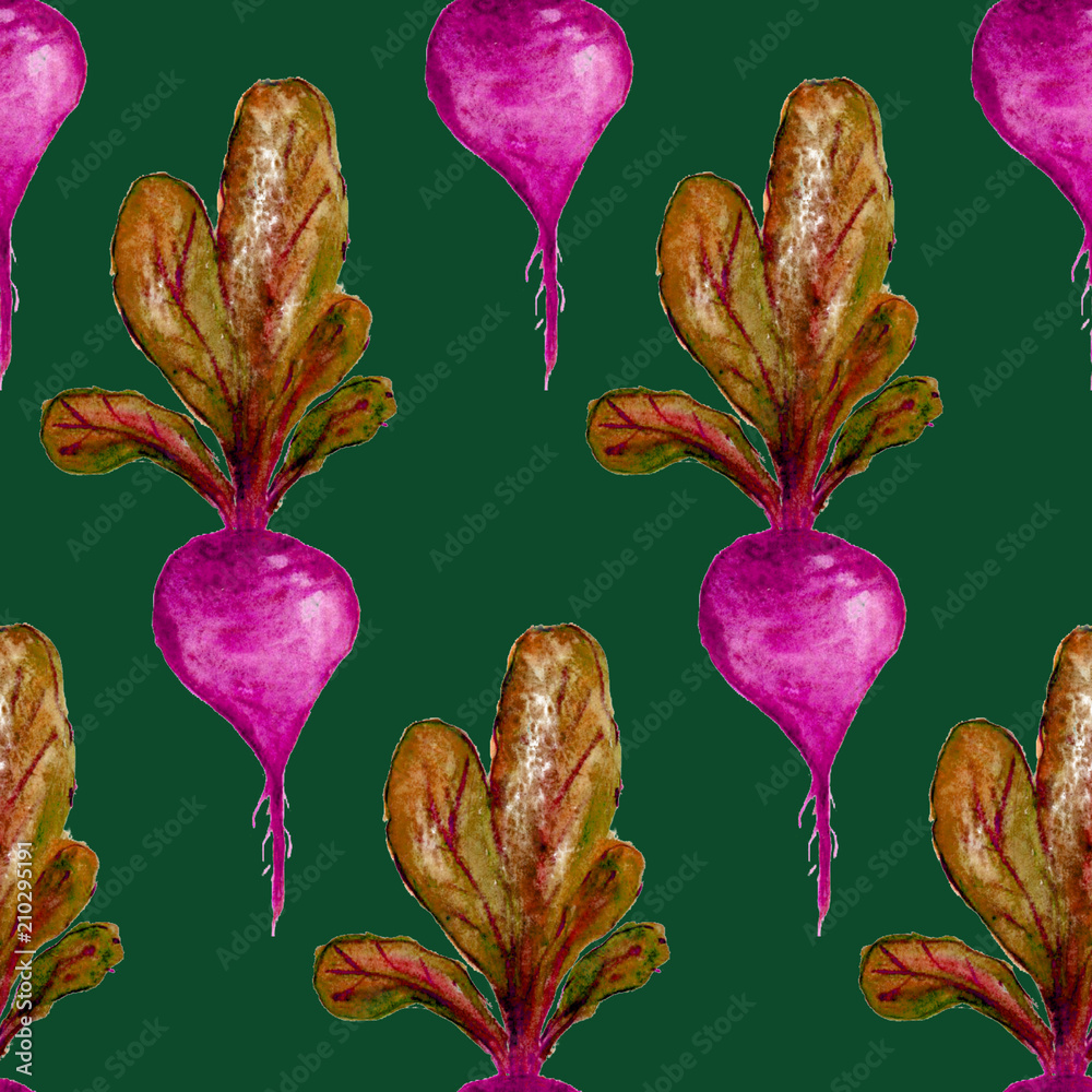 Watercolor Vegan Pattern. Seamless Hand Drawn Vegetables. Healthy Food ...