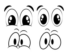 Cartoon Eyes Set For Comic Book Vector Design Isolated On White