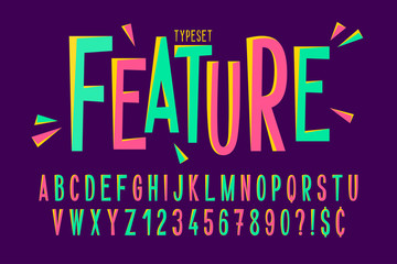 Poster - trendy comical condensed font design, colorful alphabet
