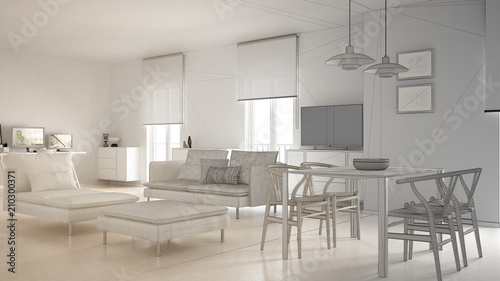 Unfinished Project Of Modern Contemporary Living Room Open