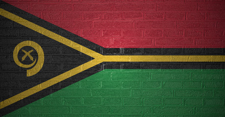 Wall Mural - Flag of Vanuatu on brick wall background, 3d illustration