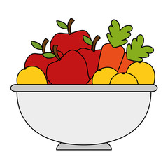 Poster - fruits and vegetables in bowl vector illustration design