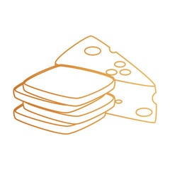 Sticker - cheese piece with bread healthy food vector illustration design