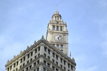 The Top Of The Wrigley Building In Chicago