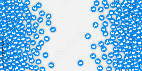 Cuadros en Lienzo White background with blue hand likes signs.