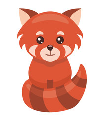 Wall Mural - Little red panda cartoon isolated on white background, vector illustration.