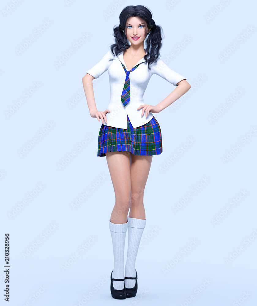 beautiful girl in a school uniform 