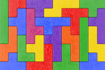 Aufkleber - Logical Thinking Concept. Different Colorful Shapes Wooden Blocks. 3d Rendering