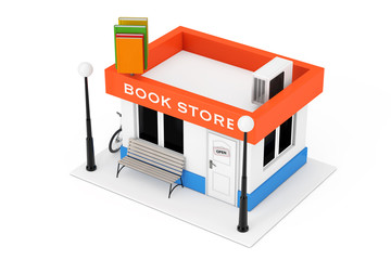 Poster - Toy Cartoon Book Shop or Book Store Building Facade. 3d Rendering