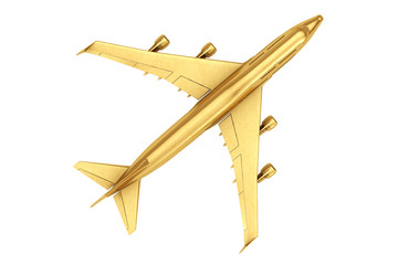 Poster - Golden Jet Passenger's Airplane. 3d Rendering
