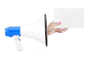 Aufkleber - Hand show Blank Paper from Megaphone. 3d Rendering