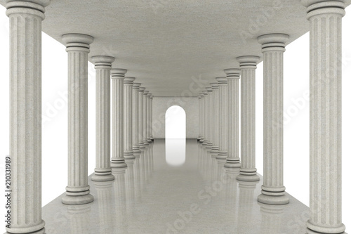 Dekoracja na wymiar  dlugi-tunel-korytarza-miedzy-klasycznymi-kolumnami-renderowanie-3d