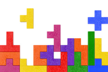 Aufkleber - Logical Thinking Concept. Different Colorful Shapes Wooden Blocks. 3d Rendering