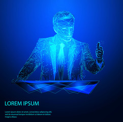 abstract mash line and point business man. starry sky or space, consisting of stars and the universe