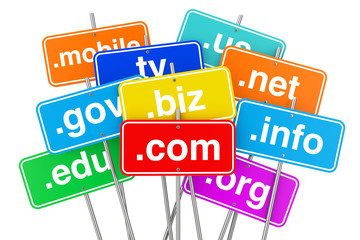 Poster - Internet Concept. Domain Name Color Signs. 3d Rendering