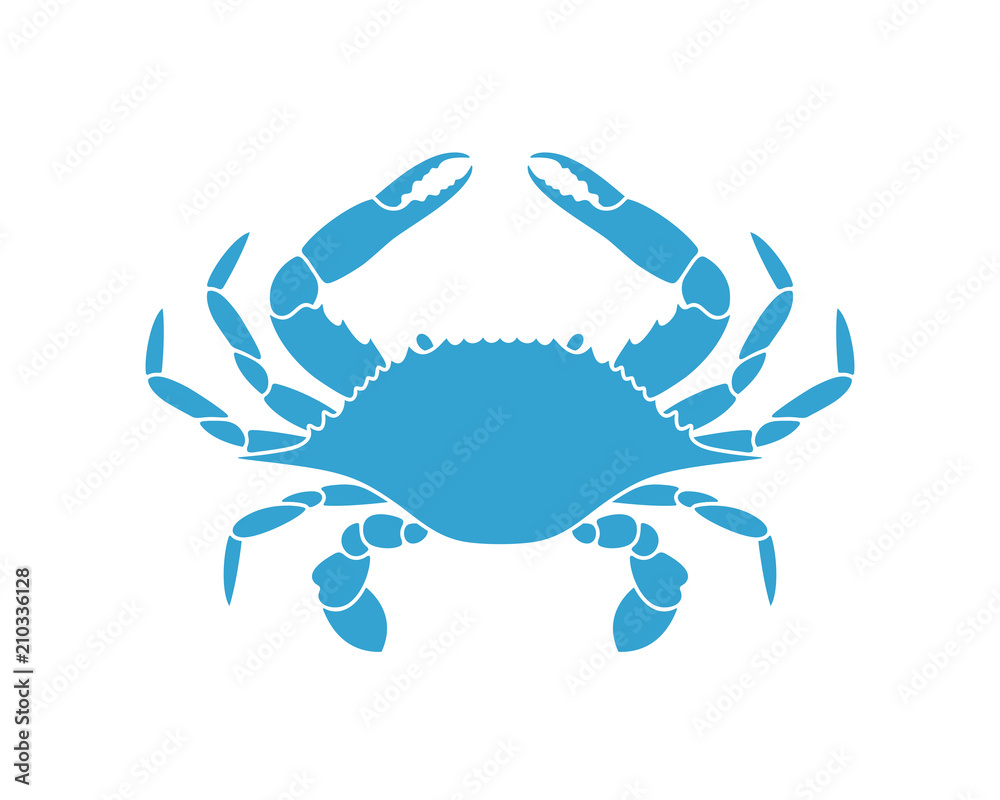 Blue crab. Logo. Isolated crab on white background - obrazy, fototapety, plakaty 