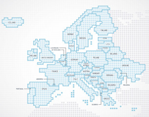 Wall Mural - Europe continent with separated states