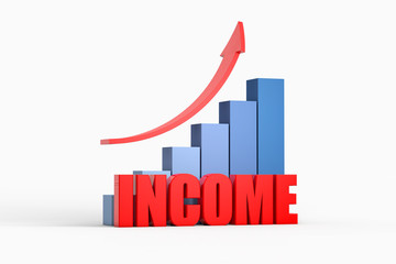 chart and arrow with income ,business concept