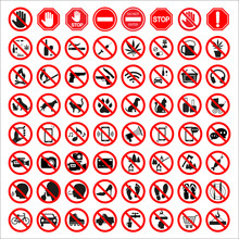 Set Of Prohibition Signs On White Background