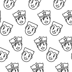 Canvas Print - line happy policeman and man heads background