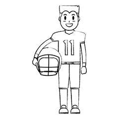 Sticker - grunge football man sport with uniform and helmet