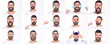 © Svitlana - Emoji set of bearded man. Collage of emotions. Different emotions. Feeling and emotions. Face expression. Set of human emotions. Funny faces.