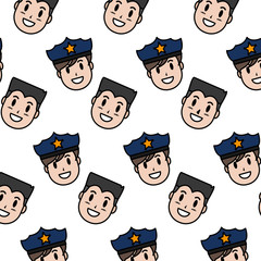 Canvas Print - color happy policeman and man heads background