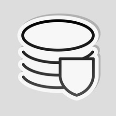 Poster - Simple protect of database. Linear, thin outline. Sticker style
