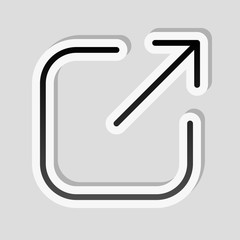Poster - Share, logout or upload. Diagonal arrow out square. Sticker styl