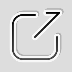 Poster - Share, logout or upload. Diagonal arrow out square. Sticker styl