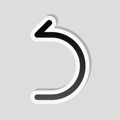 Poster - Simple arrow, backward. Linear, thin outline. Sticker style with