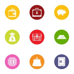 Poster - Flow of money icons set. Flat set of 9 flow of money vector icons for web isolated on white background