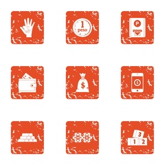 Poster - Mulct icons set. Grunge set of 9 mulct vector icons for web isolated on white background