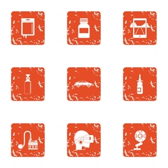 Poster - Virtual cleaning icons set. Grunge set of 9 virtual cleaning vector icons for web isolated on white background