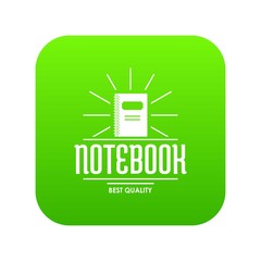 Poster - Notebook icon green vector isolated on white background