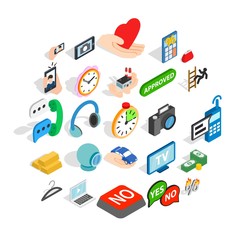 Poster - Mobile operator icons set. Isometric set of 25 mobile operator vector icons for web isolated on white background