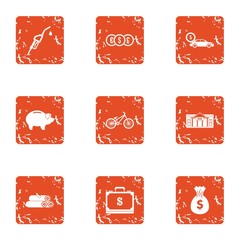 Poster - Remittance select icons set. Grunge set of 9 remittance select vector icons for web isolated on white background