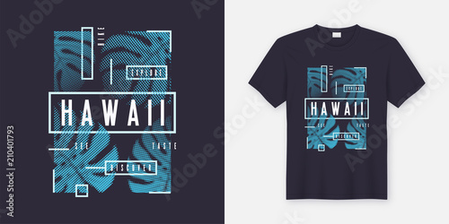 Fotomural Hawaii stylish t-shirt and apparel modern design with tropical l