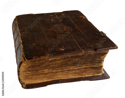 Valokuva old religion book, hymnal, isolated on white background