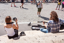 The Parisian Citylandscape - Street Musician With Guitar In Montmartre, Paris, France