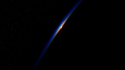 Wall Mural - sunrise in space. 3d animation. 4k. ultra high definition. 3840x2160.