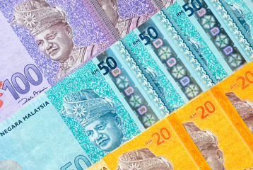 Wall Mural - Malaysian ringgit banknotes background. Financial concept.