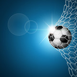 Fototapeta Pokój dzieciecy - Soccer ball in goal. Blue