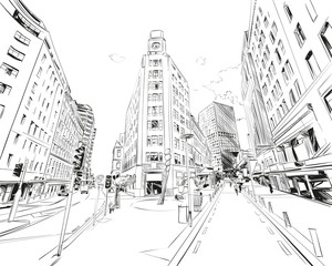 Wellington. New Zealand. Hand drawn city sketch. Vector illustration. 