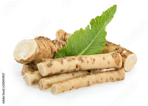 Fotografía Horseradish roots isolated on white background