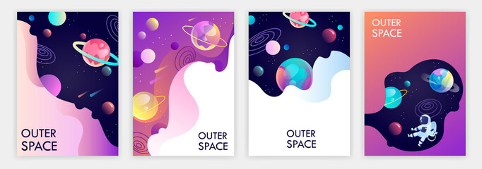 Wall Mural - set of banner templates. universe. space trip. design. vector illustration