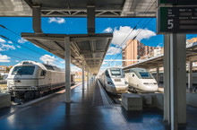 Modern High Speed Train On Railway Station In Madrid