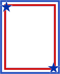 Wall Mural - US abstract flag symbolic patriotic frame border with stars with empty space for your text.