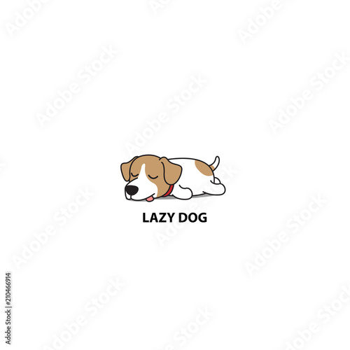 Fotografie, Obraz Lazy dog, cute jack russell terrier sleeping icon, vector illustration