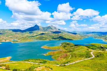 Wall Mural - View of mountains and lakes near Zahara de la Sierra village, Andalusia, Spain